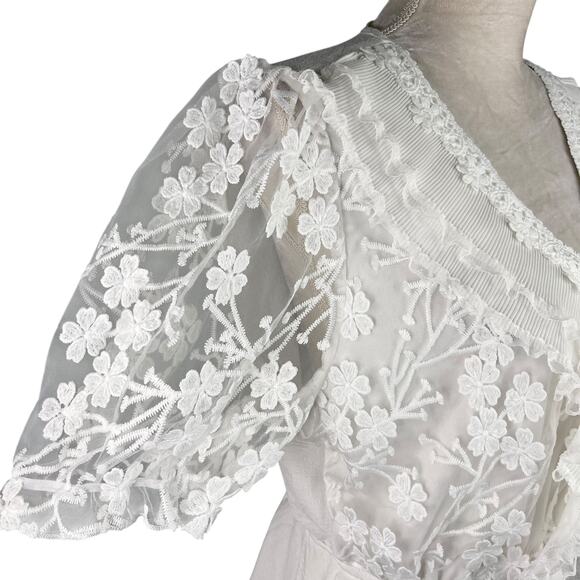 Alice Blue Lace Peplum V-Neck Blouse White XL New - Picture 7 of 13